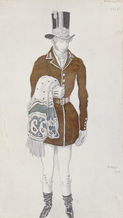 Diseño de vestuario para un caballero, de Les Papillons, 1912 de Leon Bakst